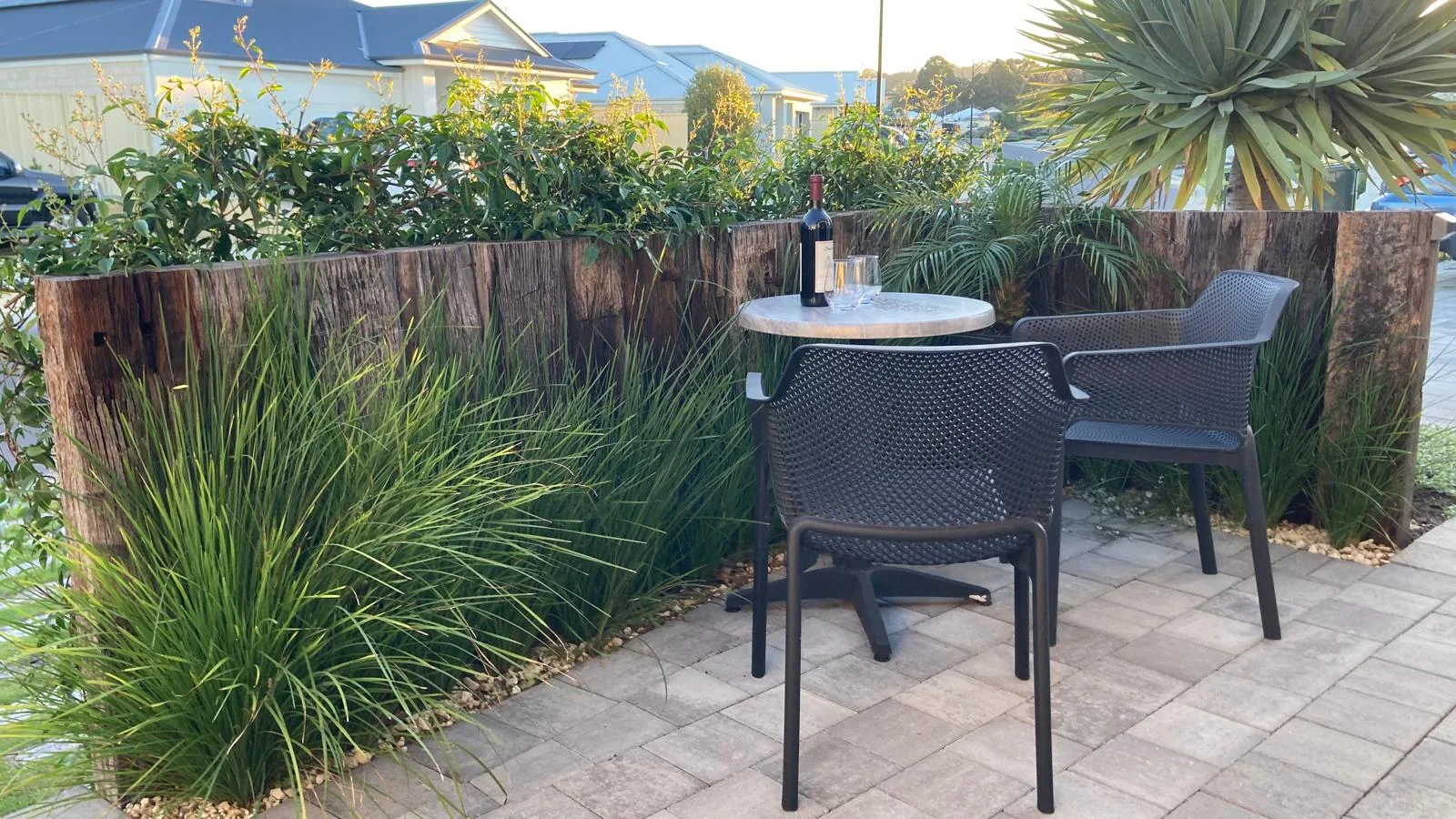 Landscaped courtyard with outdoor seating