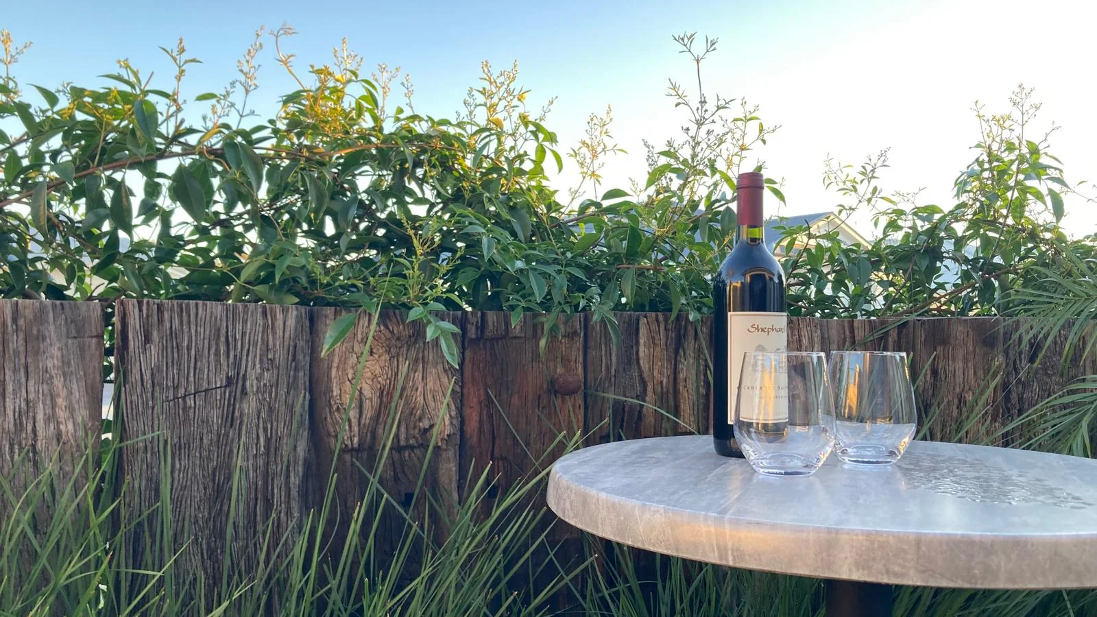Courtyard table set for a quiet drink